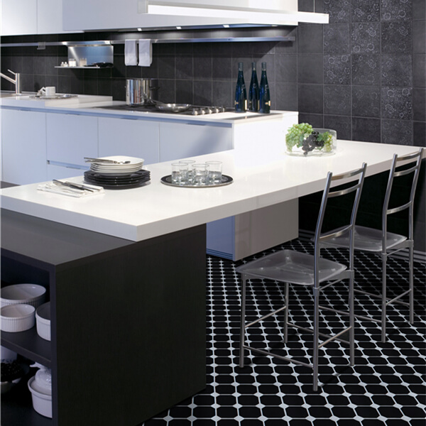 black octagon backsplash