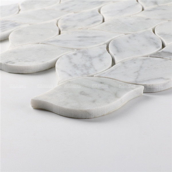 Wholesale Water Jet Bianco Carrara White Marble Leaf Mosaic Tiles 