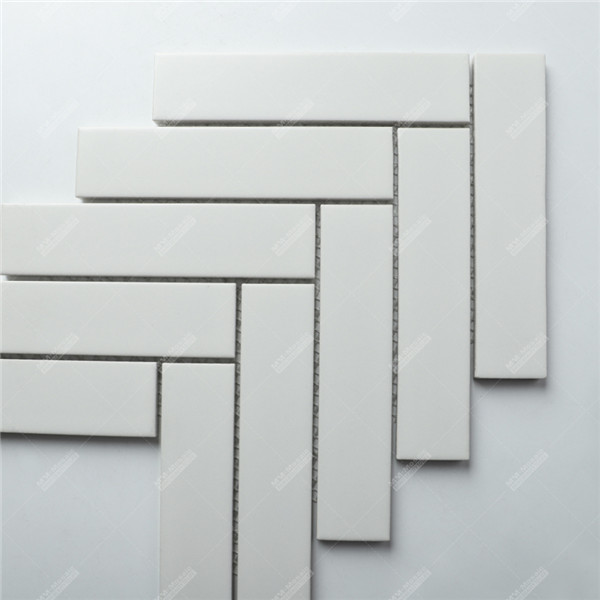 Wholesale Foshan Factory Glazed Matte White Ceramic Mosaic Herringbone