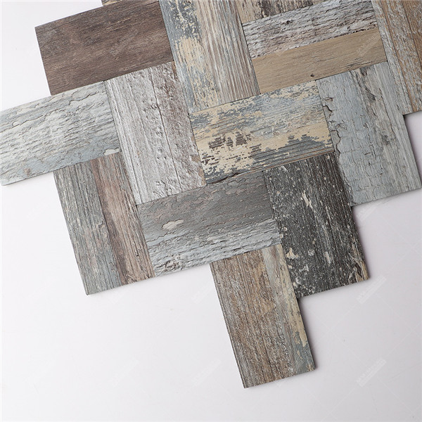 Waterproof Wood Grain Pvc Vinyl Mosaic Herringbone Peel And Stick Tile