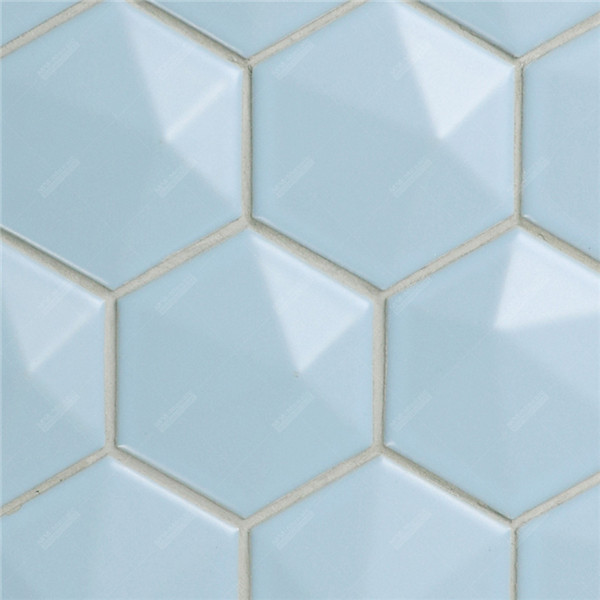 Foshan Wholesale Matte Glazed Sky Blue Ceramic D Hexagon Tile