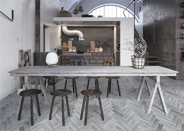 restuarant open kitchen and dinning area using wood print tile.jpg