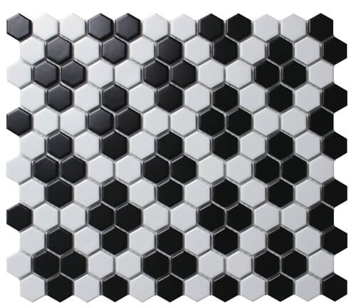 small hexagon black white mosaic floor tile for bathroom paving.jpg
