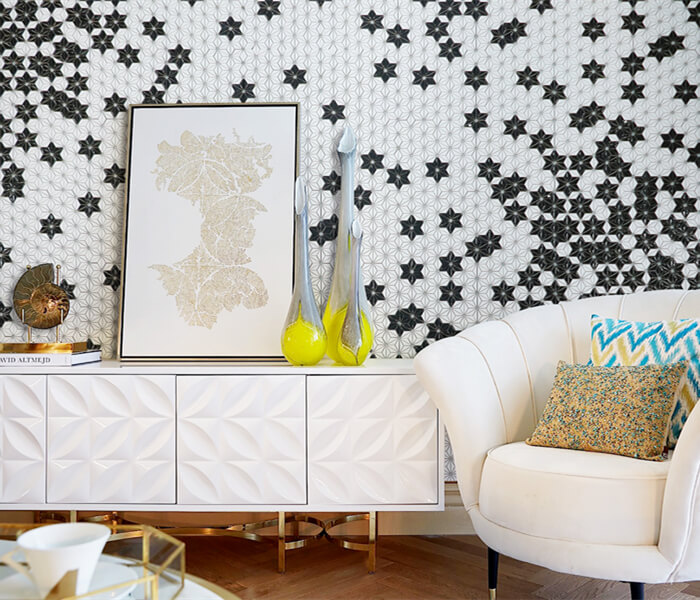 living room adding black white element with star pattern mosaic tile picture .jpg