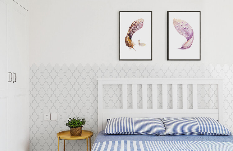 white ceramic arabesque tile for bedroom wall.jpg