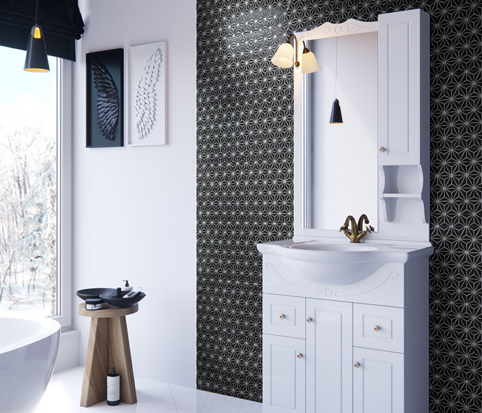 stylish bathroom design with a modern black triangle mosaic wall.jpg