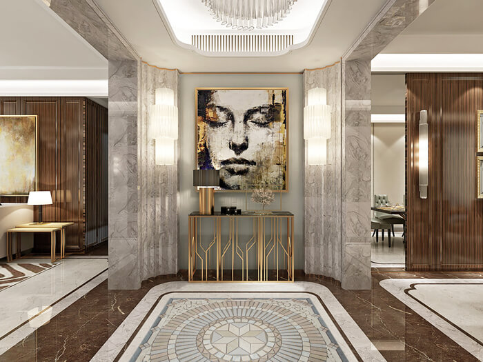 a marvelous lobby designed with stone floor medallion.jpg