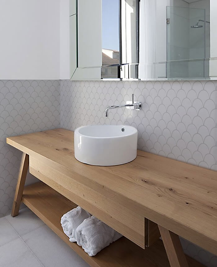 grey fan shaped mosaic tile backsplash for bathroom.jpg
