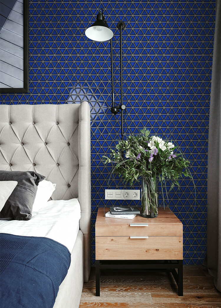 blue triangle ceramic tile for bedroom wall cladding.jpg