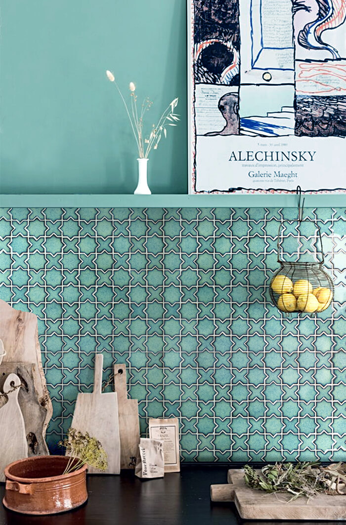green star and cross tile installs a stunning backsplash for kitchen.jpg