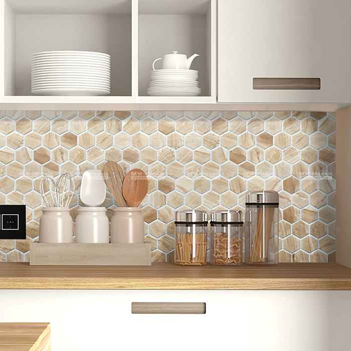 Delight Your Kitchen Backsplash with travertine look porcelain honeycomb tile.jpg