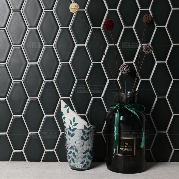 modern black hexagon mosaic backsplash.jpg