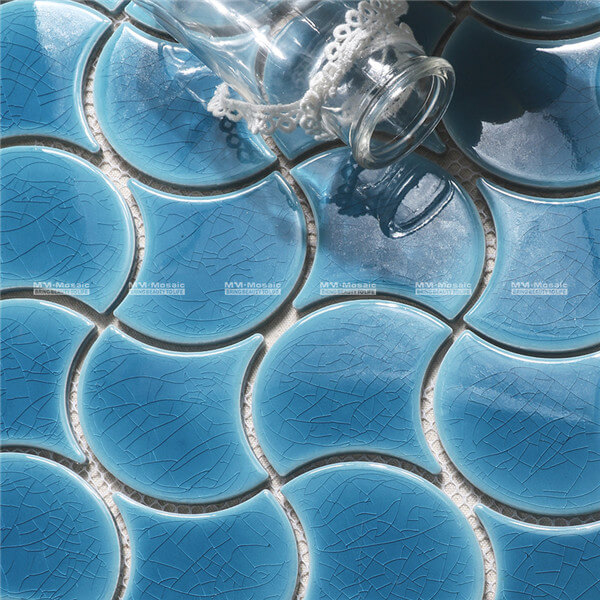 ceramic fish tiles mosaic in wave pattern blue CZB620X