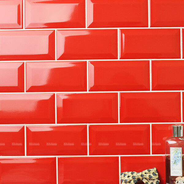 3''x6'' Beveled Glossy Red Ceramic Wall Tile CZG401MDQ