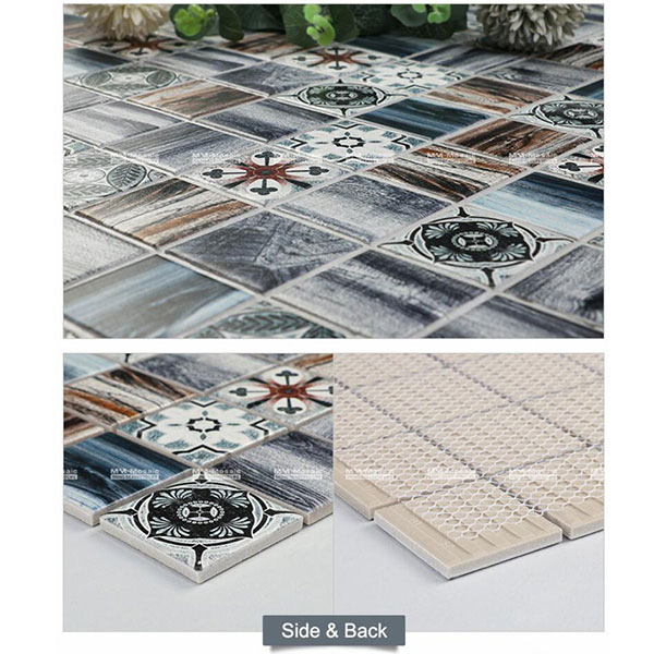 side and back details of the digital print tiles