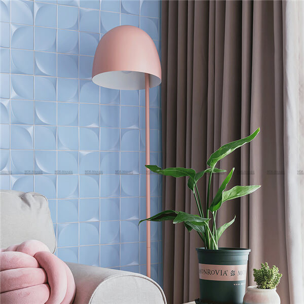 sky blue mosaic used as living room wall tiles