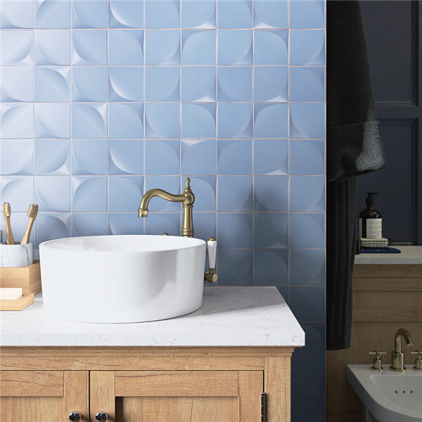with cozy sky blue hues, this bathroom tiles create a peaceful ambiance