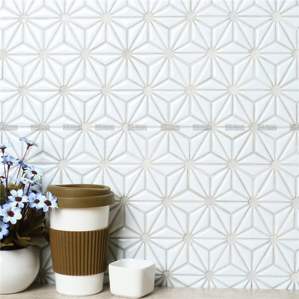 48X15mm ceramic mosaic with triangle flower design CZG204CD