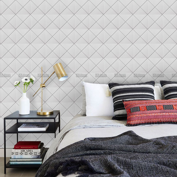 beautiful white triangle mosaic wall