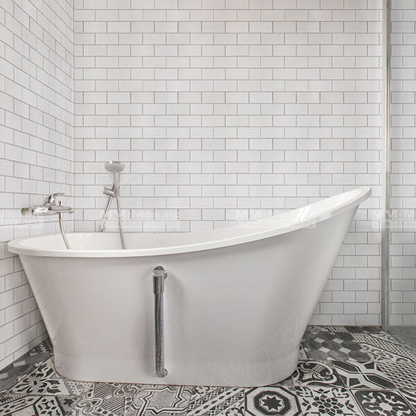 pure white tile as bathroom tile