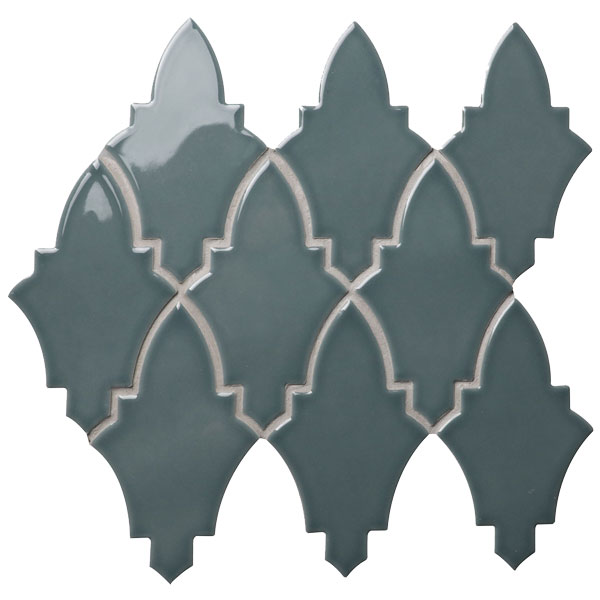 Glazed Sheild Shape Porcelain Mosaic Glossy Tale Blue CZG301Z