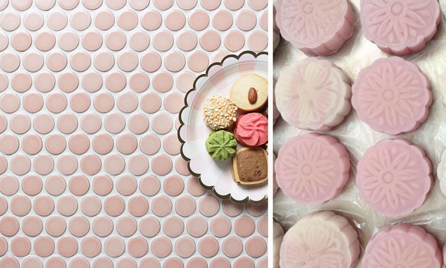 pink penny round tiles