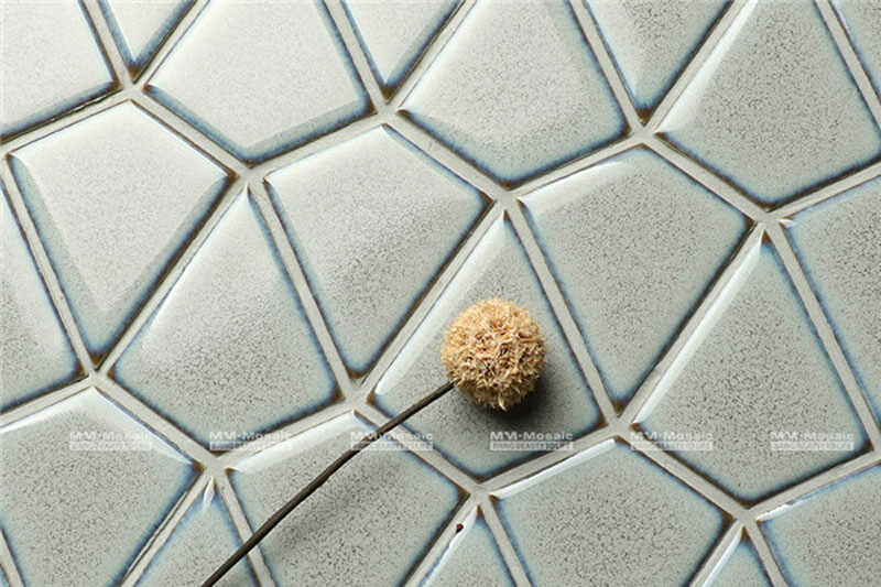 Crystal Glazed Diamond Shape Porcelain Mosaic Gray ZOB1307