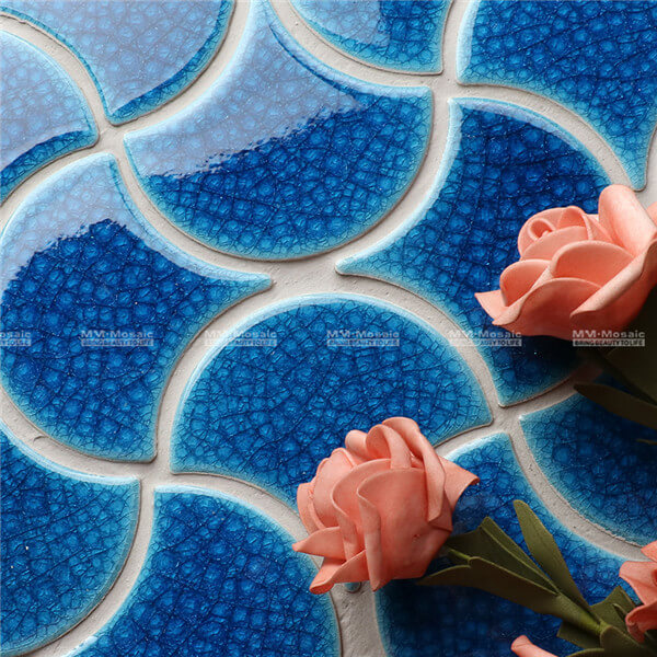 ZOB2603-B Heavy Crackle Fish Scale Porcelain Mosaic In Wave Pattern