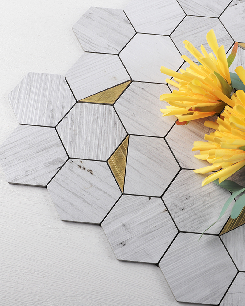 Peel and stick PVC hexagon shape panel