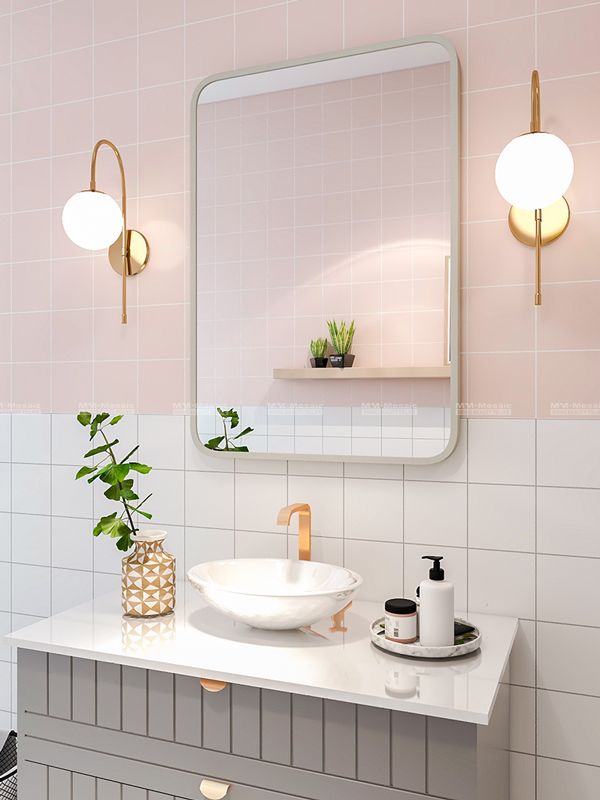 bathroom design with glazed wall tiles