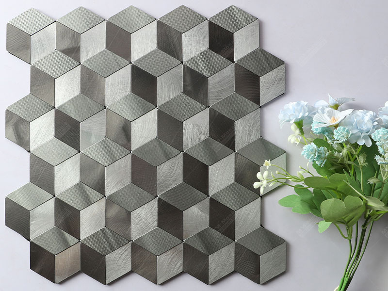 silver tone peel and stick wall tile