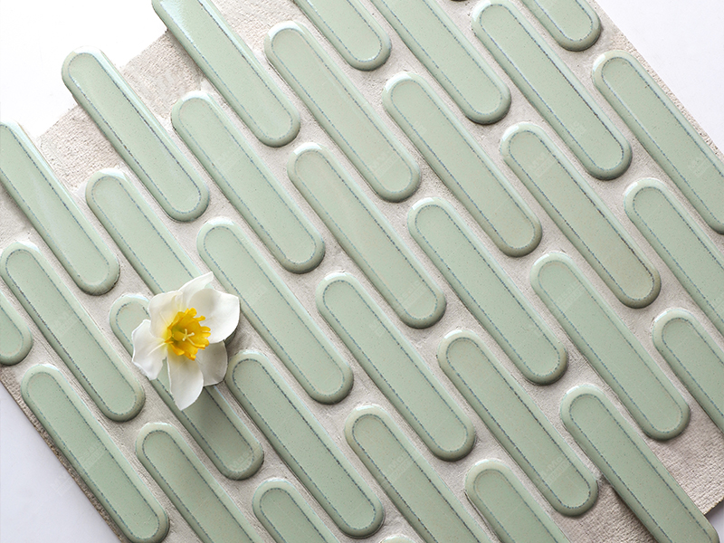 light green finger mosaic tile