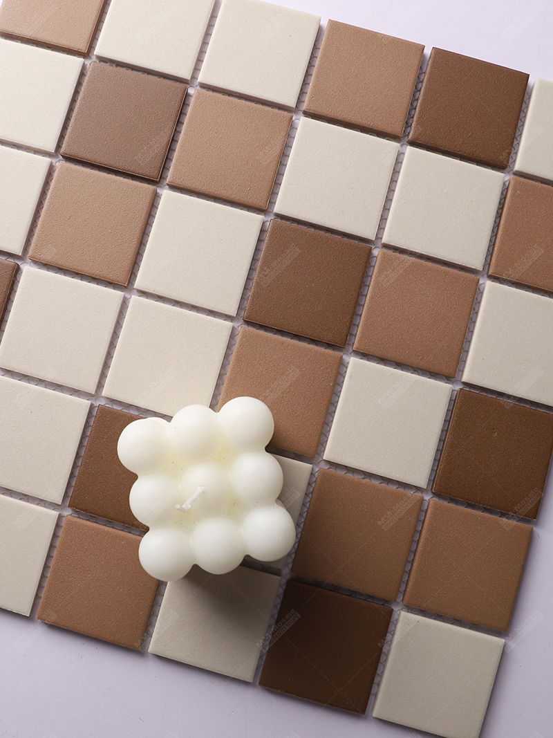 mixed brown square mosaic tile