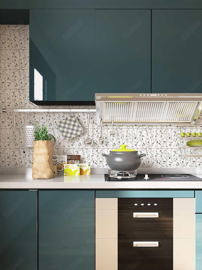 terrazzo tile kitchen backsplash