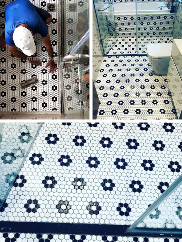 hexagon mosaic bathroom floor