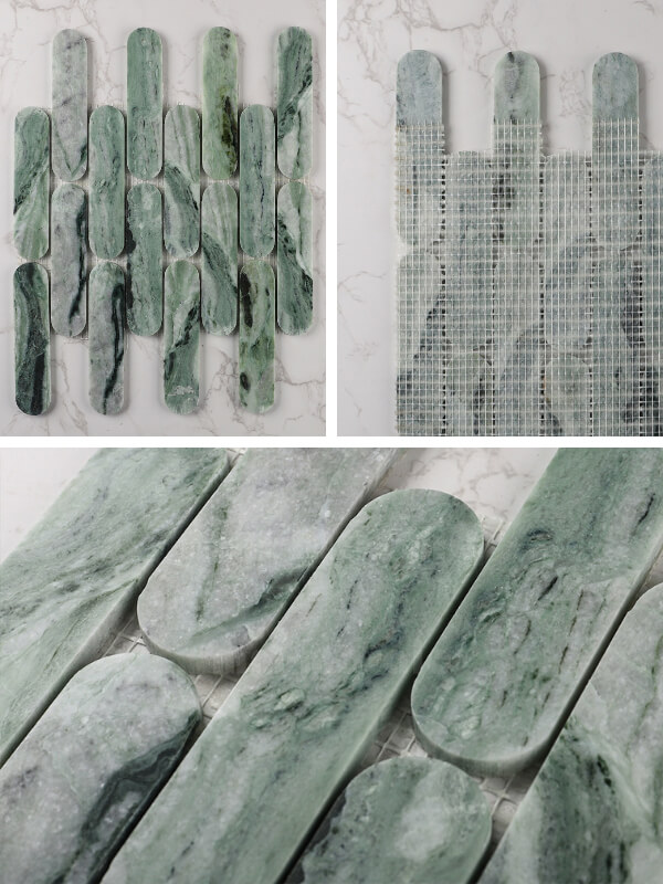Ming Green Marble Oval Mosaic Tile