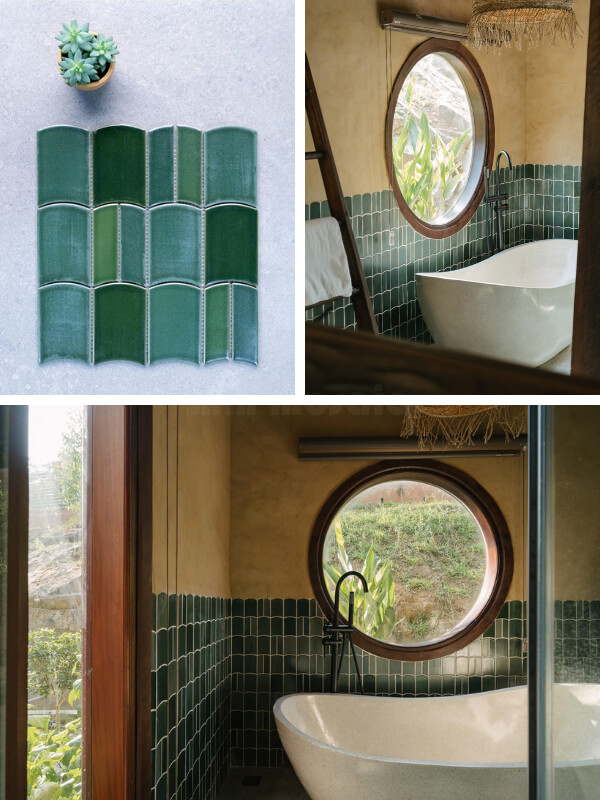 handmade green tiles from MM-Mosaic