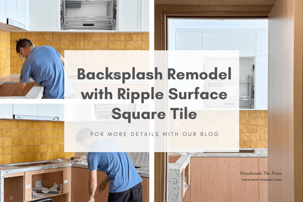 kitchen backsplash design with handmade square tile