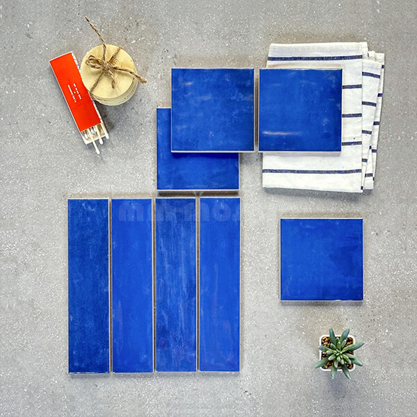 Ripple Surface  Handmade Tile Jewel Blue