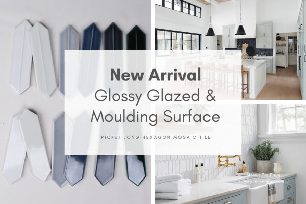 New Arrival Glossy Glazed and Moulding Surface Picket Long Hexagon Mosaic Tile