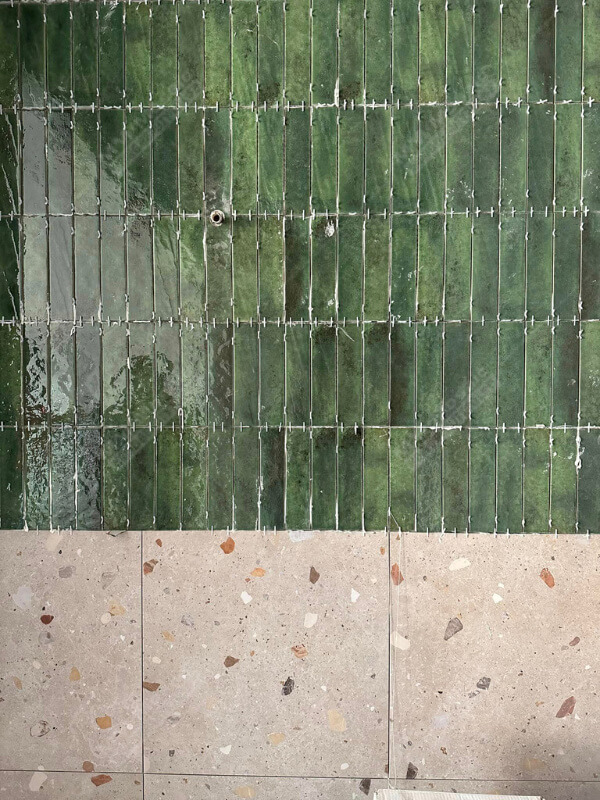 green subway tiles bathroom
