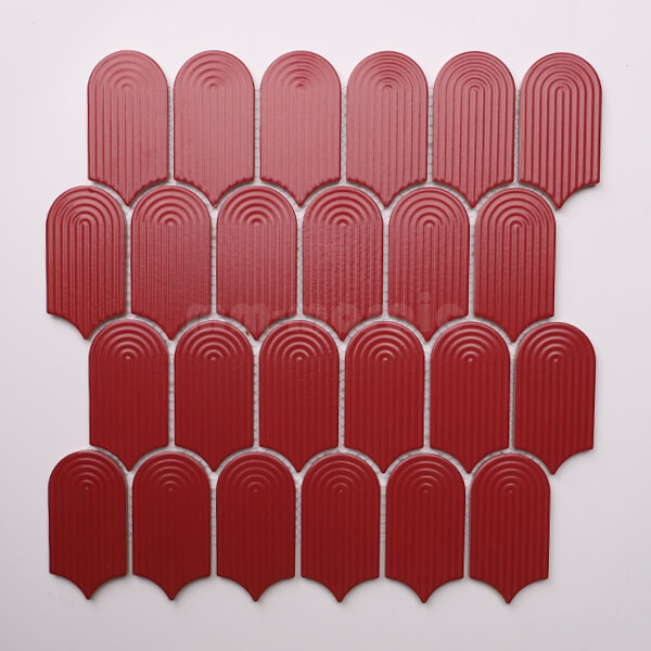 Premium Glazed Arch Shape Fish Scale Red ZOA2403