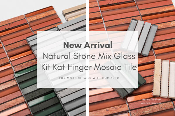 wholesale natural stone mix glass kit kat finger mosaic tile