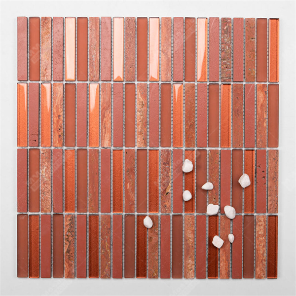 mosaic finger tiles Natural Stone Mix Glass Kit Kat Finger Mosaic Tile Red MZON3401