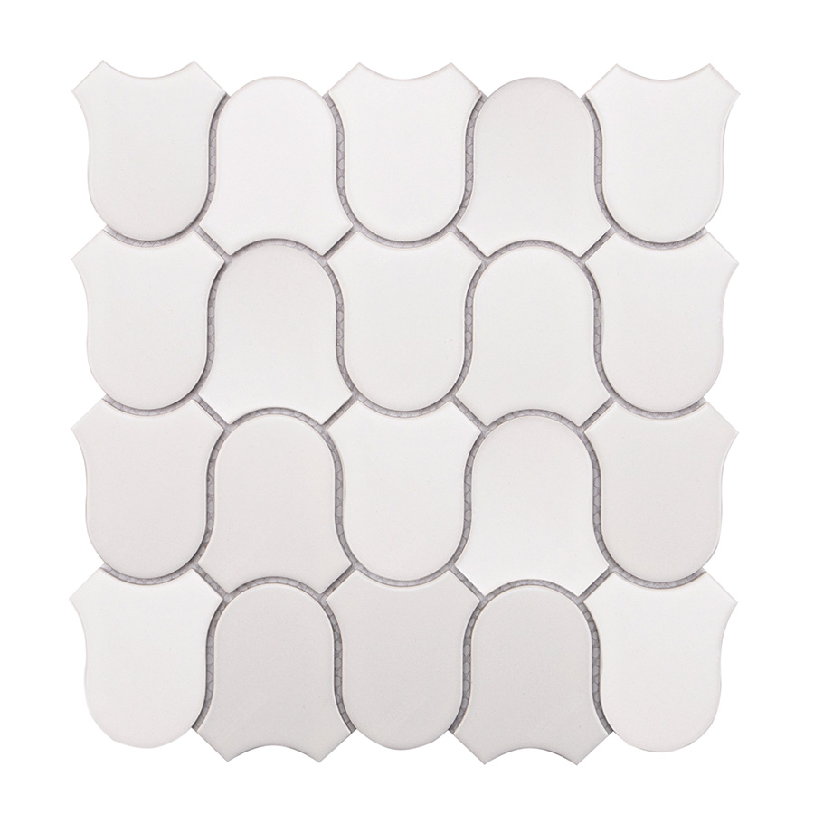 Lily Bell Shape Matte White Porcelain Mosaic Tile.jpg