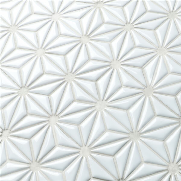 Triangle Flower Pattern Ceramic Wall Mosaic Tile Backsplash