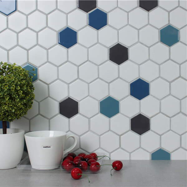 2'' Mixed Colors Ceramic Tile Hexagon Mosaic Backsplash for Sale