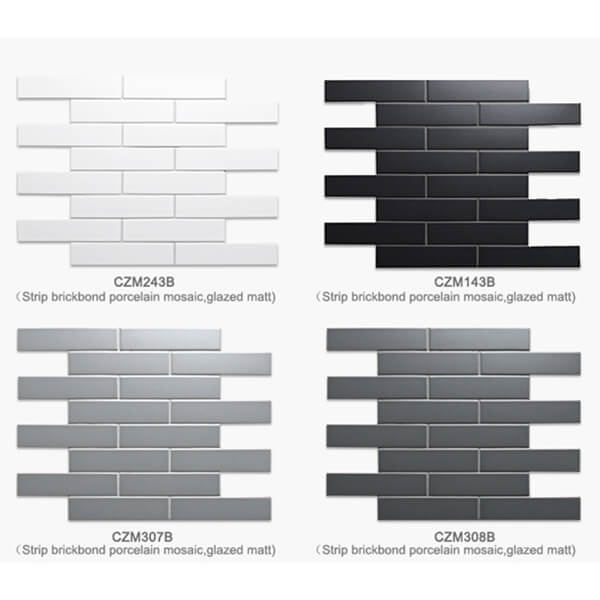 High Quality Strip Ceramic Matte White Subway Mosaic Tile Wholesale