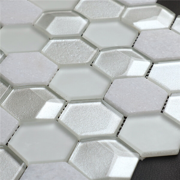 Белые шестиугольники. Мозаика Hexagon White Glossy 271х282мм. Шестигранная мозаика стекло. Мозаика шестигранник. Керамогранит шестиугольный.