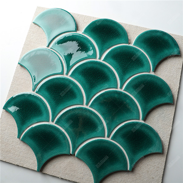 Wholesale Fish Scale Ceramic Mosaic Green Moroccan Tile for Kitchen ...